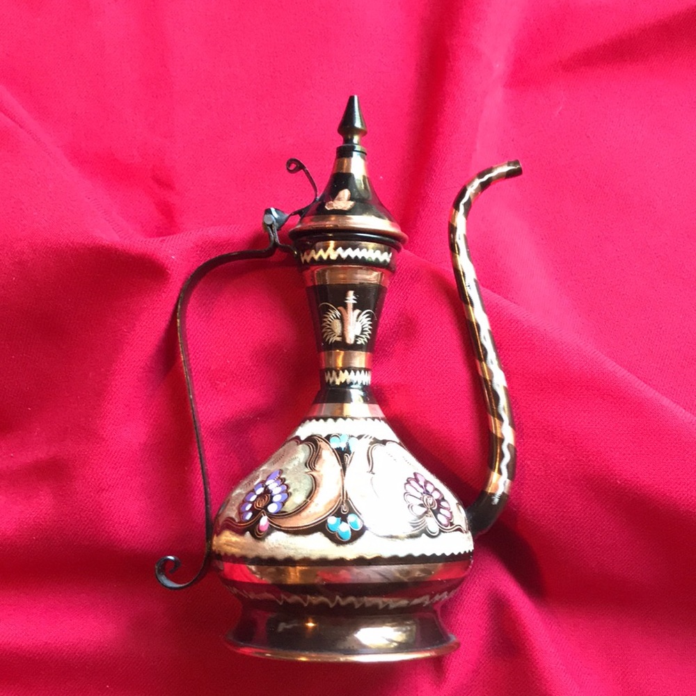 Hand Painted Copper pitcher - Picture 2 of 7